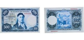Spain Nationalist Government 1954 500 Pesetas Paper UNC Light central bend P 148