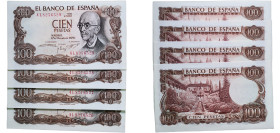 Spain Nationalist Government 1970 100 Pesetas (Lot with 4 Banknotes) Paper UNC P 152
