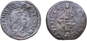 Spain Principality of Catalonia Spanish states 1644 Seiseno - Luis XIV Copper La Seca Mimt 4.45g VF KM 27 Dy royales 1614