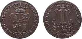 Spain Principality of Catalonia Spanish states 1841 6 Cuartos (6 CUAR) Copper La Seca Mimt 13.21g AU KM 128