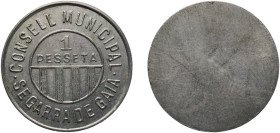 Spain Second Republic 1937 1 Peseta (Segarra de Gaia) Copper-nickel (5000) 3.49g UNC KM 1 Cal 18 Turró 2308