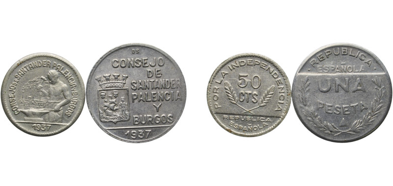 Spain Second Republic 1937 Coinage Set (Santander, Palencia and Burgos; Set with...