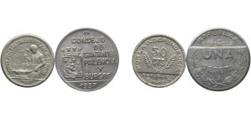 Spain Second Republic 1937 Coinage Set (Santander, Palencia and Burgos; Set with 2 coins) Copper-nickel UNC