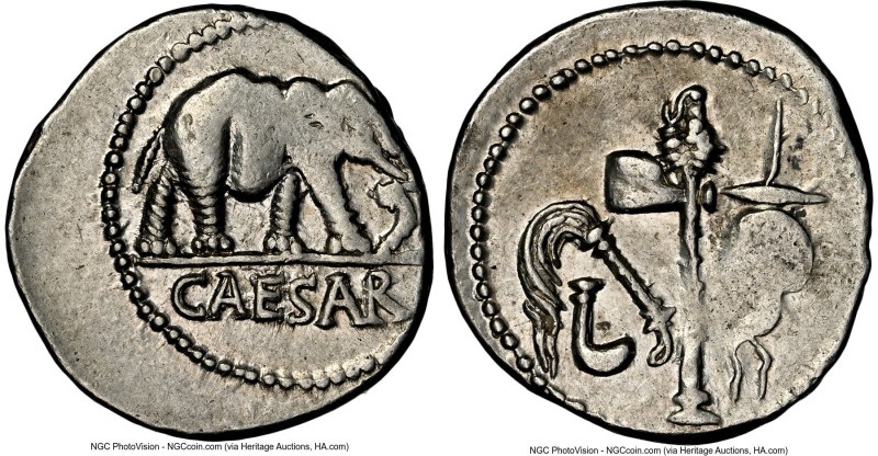 Julius Caesar, as Dictator (49-44 BC). AR denarius (19mm, 3.90 gm, 7h). NGC Choi...