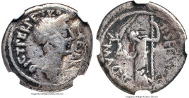 Julius Caesar, as Dictator (49-44 BC). AR denarius (18mm, 3.36 gm, 4h). NGC VG 5/5 - 1/5, scratches. Rome. CAESAR-DICT PERPETVO, wreathed head of Caes...