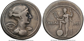 Octavian, as Imperator and Triumvir (43-33 BC). AR denarius (20mm, 3.89 gm, 8h). NGC Fine 5/5 - 3/5, bankers marks. Italian mint, 30-27 BC. Diademed h...