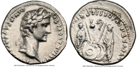 Augustus (27 BC-AD 14). AR denarius (18mm, 3.80 gm, 10h). NGC Choice VF 4/5 - 3/5, brushed. Lugdunum, 2 BC-AD 4. CAESAR AVGVSTVS-DIVI F PATER PATRIAE,...