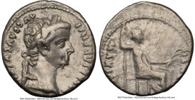 Tiberius, as Augustus (AD 14-37). AR denarius (17mm, 3.73 gm, 5h). NGC VF 4/5 - 2/5, brushed. Lugdunum, ca. AD 15-18. TI CAESAR DIVI-AVG F AVGVSTVS, l...