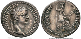 Tiberius, as Augustus (AD 14-37). AR/AE fourée denarius (19mm, 3.10 gm, 7h). NGC Choice Fine 5/5 - 2/5, core visible. Ancient forgery of Lugdunum, ca....