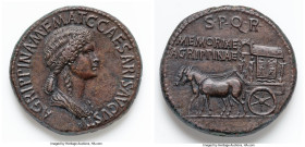 Diva Agrippina Senior (died AD 33). AE sestertius (35mm, 28.11 gm, 7h). XF, tooled. Rome, ca. AD 37-41. AGRIPPINA•M•F•MAT•C•CAESARIS•AVGVSTI, draped b...