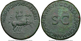 Nero Caesar (died AD 30-31) and Drusus Caesar (died AD 33). AE dupondius (29mm, 14.18 gm, 5h). VF, altered surface. Rome, AD 37-38. NERO ET DRVSVS CAE...