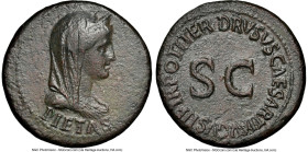 Drusus Caesar (AD 19-23). AE dupondius (29mm, 12.88 gm, 6h). NGC Choice VF 5/5 - 3/5. Rome, AD 22-23. PIETAS, veiled, diademed, and draped bust of Liv...