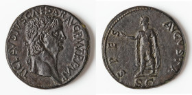 Claudius I (AD 41-54). AE sestertius (36mm, 23.05 gm, 7h). Choice VF, tooled. Uncertain western branch mint, ca. AD 42-43. TI•CLAVDIVS•CAESAR•AVG•P•M•...