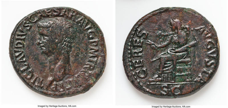 Claudius I (AD 41-54). AE dupondius (31mm, 15.54 gm, 7h). VF, tooled. Rome, AD 4...