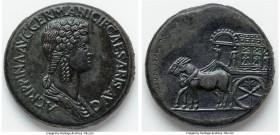 Agrippina Junior (AD 50-59). AE sestertius (35mm, 27.82 gm, 6h). XF, tooled. Rome, ca. AD 50-54. AGRIPPINA AVG GERMANICI F CAESARIS AVG, draped bust o...