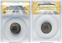 JUDAEA. Caesarea Maritima. Vespasian (AD 69-79). AE (22mm, 11h). ANACS VG 10. Judaea Capta issue. ΑΥΤΟΚΡ ΟΥ-ΕΣΠ ΚΑΙΣ ΣΕΒ, laureate head of Vespasian r...