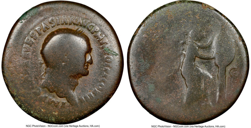 Vespasian (AD 69-79). AE sestertius (34mm, 6h). NGC AG. Rome, AD 71. IMP CAESAR ...