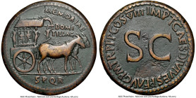 Diva Domitilla Elder (wife of Vespasian, died before AD 69). AE sestertius (33mm, 25.76 gm, 7h). NGC VF 5/5 - 3/5. Rome, AD 80-81. MEMORIAE / DOMI/TIL...