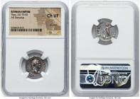 Titus, as Caesar (AD 79-81). AR denarius (18mm, 5h). NGC Choice VF, brushed. Rome, AD 76. T CAESAR IMP•VESPASIANVS, laureate head of Titus right / IOV...