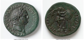 Titus, as Caesar (AD 79-81). AE sestertius (32mm, 25.17 gm, 7h). VF. Rome, AD 72-73. T CAES VESPASIAN IMP IIII PON TR POT II COS II, laureate head of ...