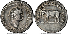 Titus, as Augustus (AD 79-81). AR denarius (18mm, 2.93 gm, 6h). NGC VF 5/5 - 2/5, scratches. Rome, January-June AD 80. IMP TITVS CAES VESPASIAN AVG P ...