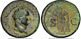Titus, as Augustus (AD 79-81). AE sestertius (32mm, 21.70 gm, 7h). NGC (photo-certificate) Choice VF 5/5 - 2/5, edge chips. Rome, AD 80-81. IMP T CAES...