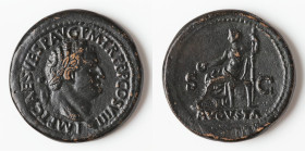 Titus, as Augustus (AD 79-81). AE sestertius (33mm, 19.76 gm, 5h). Choice Fine, tooled. AD 80-81. IMP T CAES VESP AVG P M TR P P P COS VIII, laureate ...
