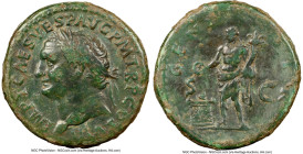 Titus, as Augustus (AD 79-81). AE as (26mm, 7h). NGC Choice Fine, scratches. Rome, AD 80-81. IMP T CAES VESP AVG P M TR P COS VIII, laureate head of T...