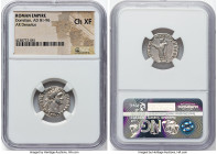 Domitian, as Augustus (AD 81-96). AR denarius (18mm, 6h). NGC Choice XF. Rome, 14 September AD 90-13 September AD 91. IMP CAES DOMIT AVG-GERM P M TR P...