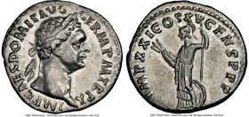 Domitian, as Augustus (AD 81-96). AR denarius (19mm, 3.31 gm, 6h). NGC Choice VF 5/5 - 3/5, brushed. Rome, 14 September AD 90-13 September AD 91. IMP ...
