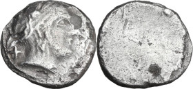 Greek Italy. Etruria, Populonia. AR 10 Asses, c. 300-250 BC. Obv. Female head right wearing broad hair band and triple-pendant earring; behind, X. Rev...