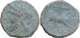 Greek Italy. Northern Apulia, Arpi. AE 21 mm, c. 325-275 BC. Obv. Laureate head of Zeus left; behind, thunderbolt. Rev. Wild boar right; above, spearh...