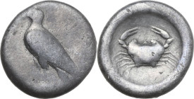 Sicily. Akragas. AR Didrachm, 495-480 BC. Obv. Eagle standing left, wings closed; behind, AKPA. Rev. Crab. SNG ANS 941; SNG Cop. 26; SNG München 44; D...