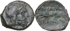 Sicily. Akragas. AE 15 mm, 300-287 BC. Obv. Laureate head of Zeus right. Rev. Winged thunderbolt. HGC 2 167; CNS I 148; SNG ANS 1117-1118; SNG Cop. 96...