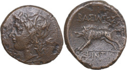 Sicily. Akragas. Phintias (Tyrant, 287-279 BC). AE 23 mm. Obv. Laureate head of Apollo left. Rev. Boar left. CNS I 117; HGC 2 170. AE. 7.26 g. 23 mm. ...