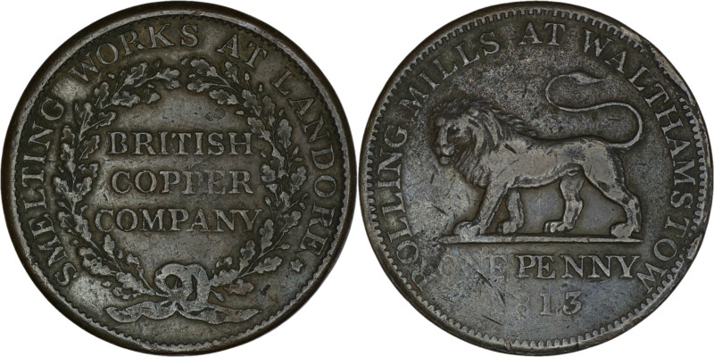 Great Britain. Glamorganshire, Landore penny token 1813 British Copper Company.