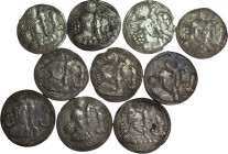 Sasanian Empire. Lot of 10 AR Drachms. Varhran II