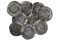 Sasanian Empire. Lot of 9 AR Drachm. Khusrau II