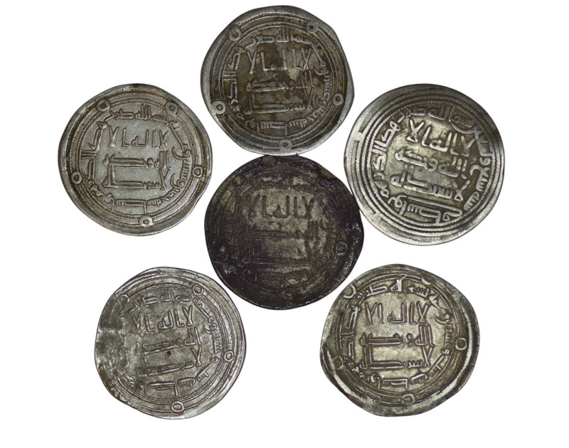 Umayyad Caliphate. Lot of 6 Dirhams. All Wasit mint. Various years including AH ...