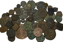 Lot of 46 bronze coins. Various types mainly Indian and civic copper