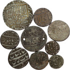 Lot of 9 Silver Coins. Including Indian Princely state, Mughal Empire and Zand
