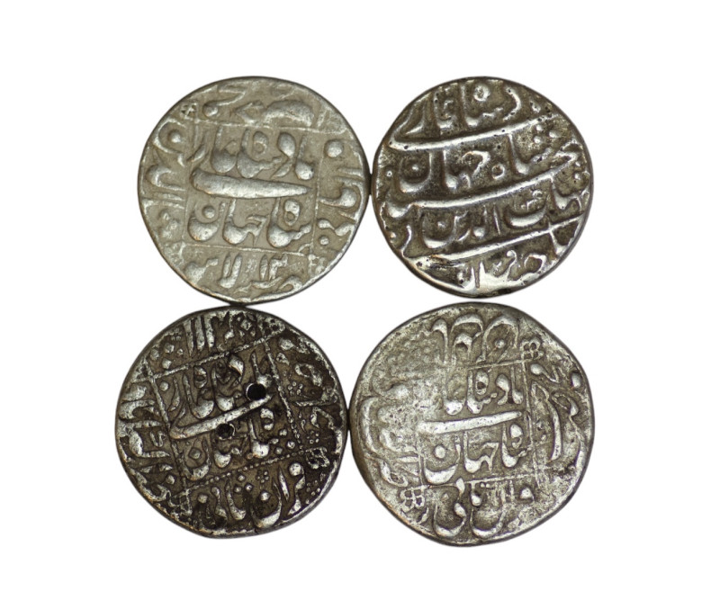 Mughal Empire. Shah Jahan. Lot of 4 AR Rupee. Various mints and dates including ...
