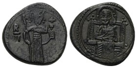 I Normanni. Ruggero II gran conte di Sicilia, 1105-1130 poi re, 1130-1154. Emissioni a nome di ”Ruggero secondo”, dal 1112

Follaro Messina, Æ 4,97 ...