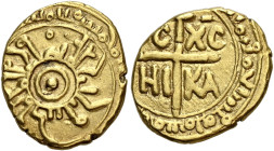 I Normanni. Guglielmo I re di Sicilia, 1154-1166. 

Tarì Messina, AV 1,61 g In centro ” globetto ” entro cerchio perlinato; intorno leggenda cufica ...