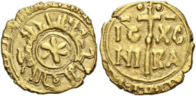 I Normanni. Guglielmo II re di Sicilia, 1166-1189. 

Tarì Messina, AV 0,88 g. In centro, cinque globetti a croce, intorno leggenda cufica ” il re Gu...