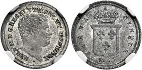 Napoli. Ferdinando II di Borbone, 1830-1859 

Mezzo carlino 1844, AR 1,17 g. Pagani 315. Pannuti-Riccio 173. MIR 516/2.
Conservazione eccezionale, ...