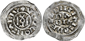 Pavia. Ugo di Provenza, 926-945 e Lotario II 931-947 

Denaro, AR 1,59 g. VGOLOHTARIV Monogramma di Ugo e Lotario. Rv. PA / PIA su due righe nel cam...