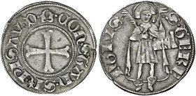 Pesaro. Costanzo I Sforza, 1473-1483 

Terzo di grosso o agontano, AR 1,21 g. CONSTAN SF PISAVRI D Croce patente. Rv. S TERE – NTIVS S. Terenzio sta...