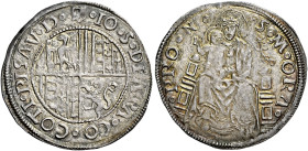 Pesaro. Giovanni Sforza, 1489-1500 e 1503-1510 

Grosso, AR 2,15 g. Armetta della Città IO S DE ARA CO COTI PISAV D Stemma quadripartito a tutto cam...