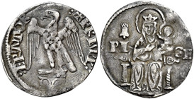 Pisa. Repubblica. Emissioni a nome di Federico I, 1155-1312 

Aquilino minore 1296-1312, AR 1,89 g. + FRIMP – ERATOR Aquila ad ali spiegate, volta a...